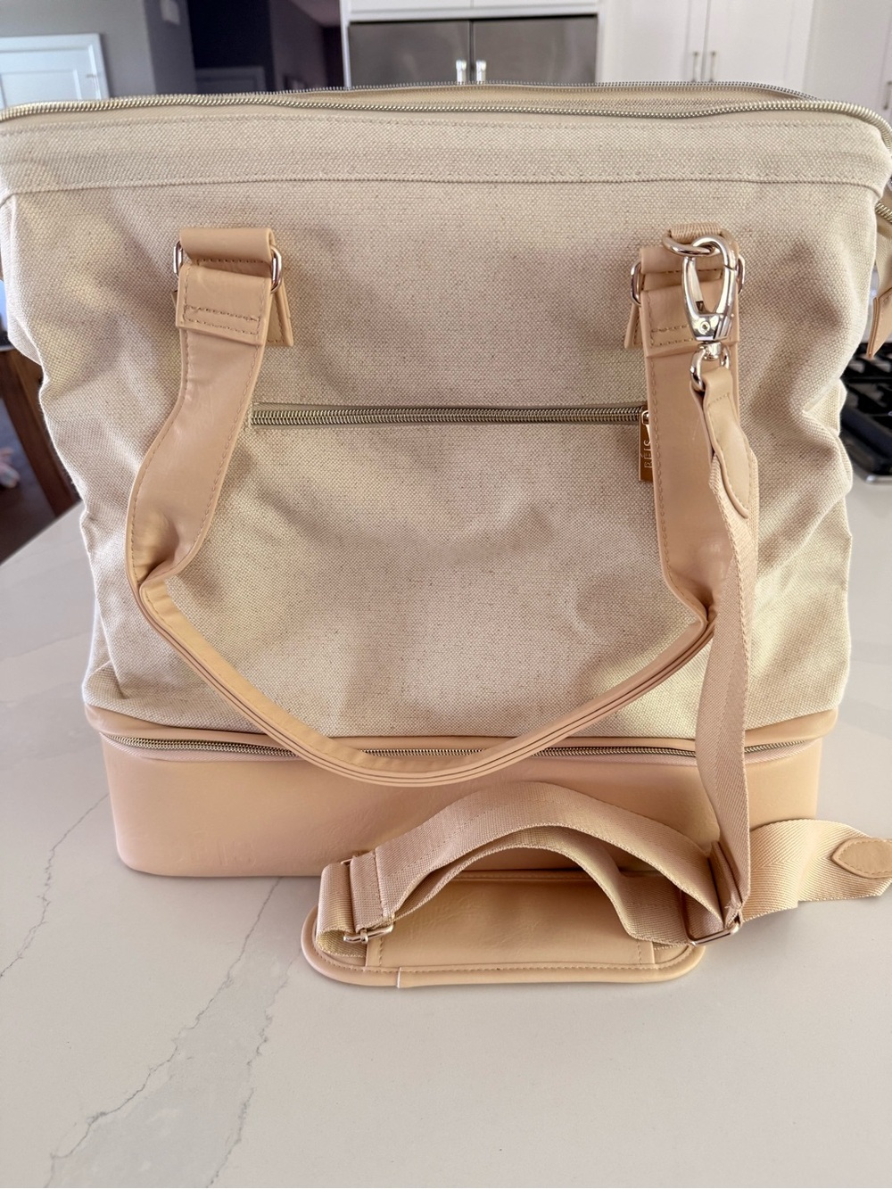 BEIS | Convertible Mini Weekender travel bag | beige
